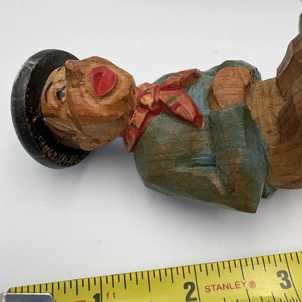 Hand Carved Black Forest Art Vintage Sitting Man Bottle Opener ANRI Style